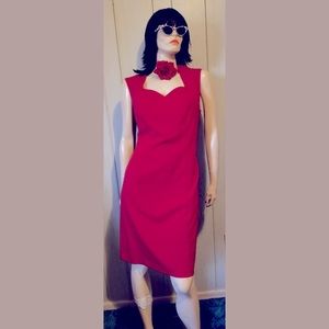 Vintage Metrostyle Retro Red Pinup Stretch Pencil Dress